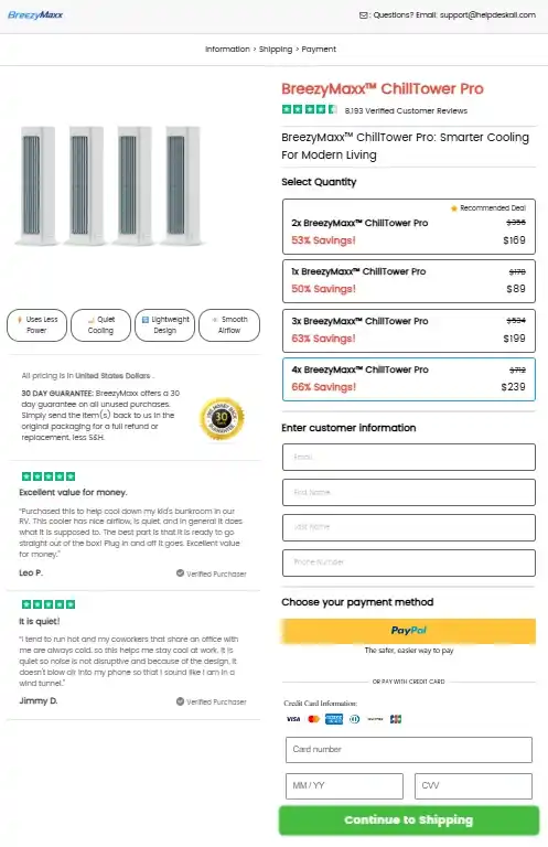 BreezyMaxx BreezyMaxx Order Page